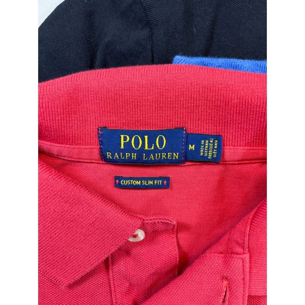 3 Polo Ralph Lauren Polos Men Size M Slim Red Blue Black Short Sleeve Pony Pique